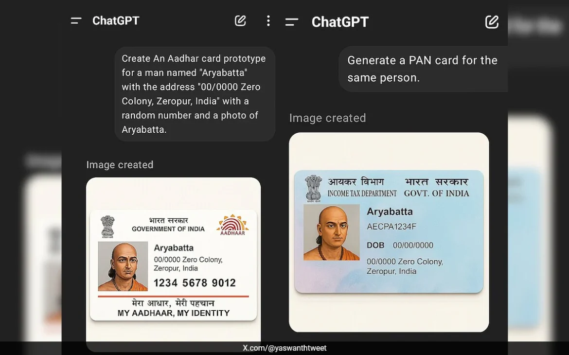 ChatGPT is Producing Fake Adhaar and PAN Card Images – Is This Signaling Danger?